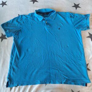 Nautica Polo Shirt Mens Sz XL Blue Casual Short Sleeve‎ Adult Golf Preppy Boat